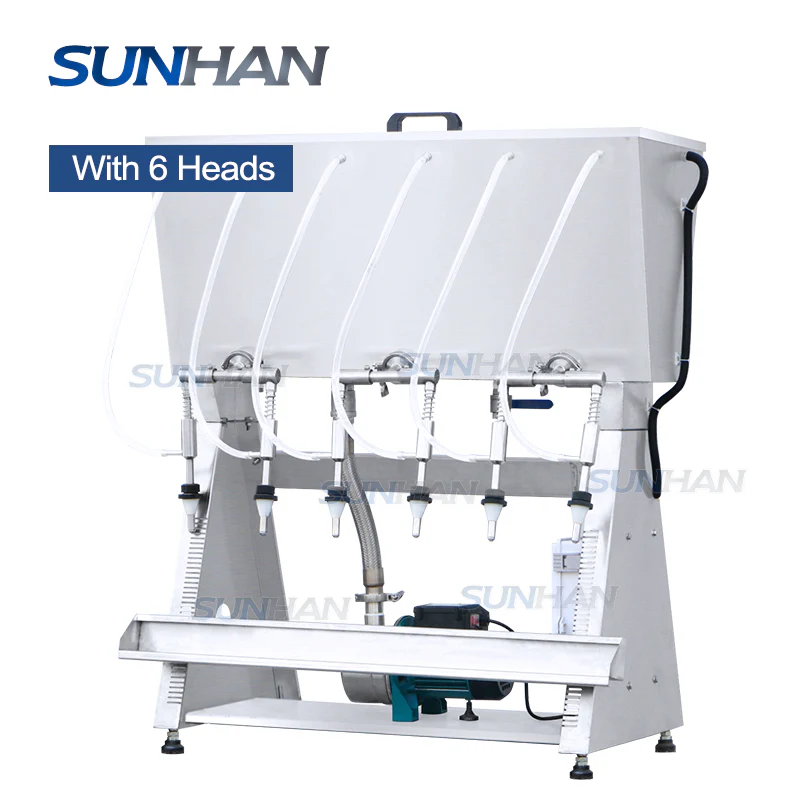 Semi-automatic 4 Heads Wine Soft Drinks Beverage Soymilk Overflow Siphon Filling Machine - Image 5